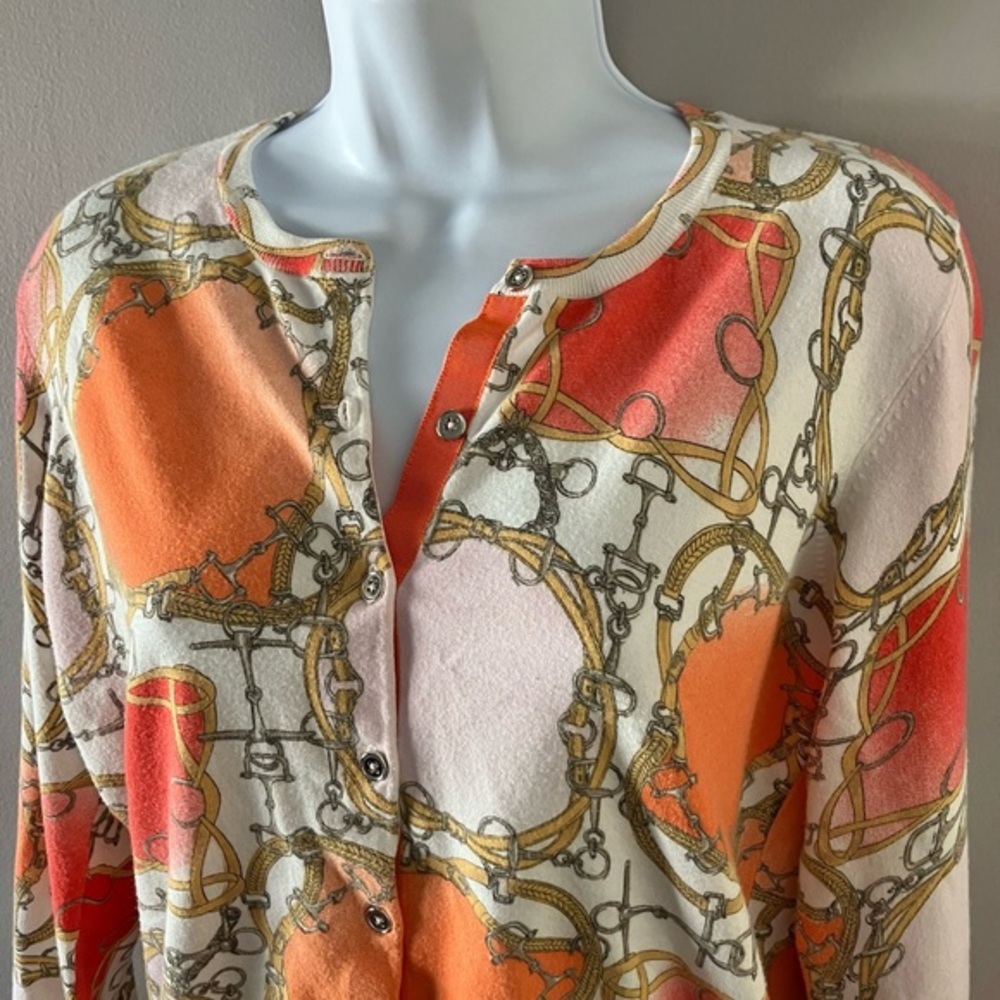 Nice Connection Women's Multicolored Chain Print Button Cardigan Size Small